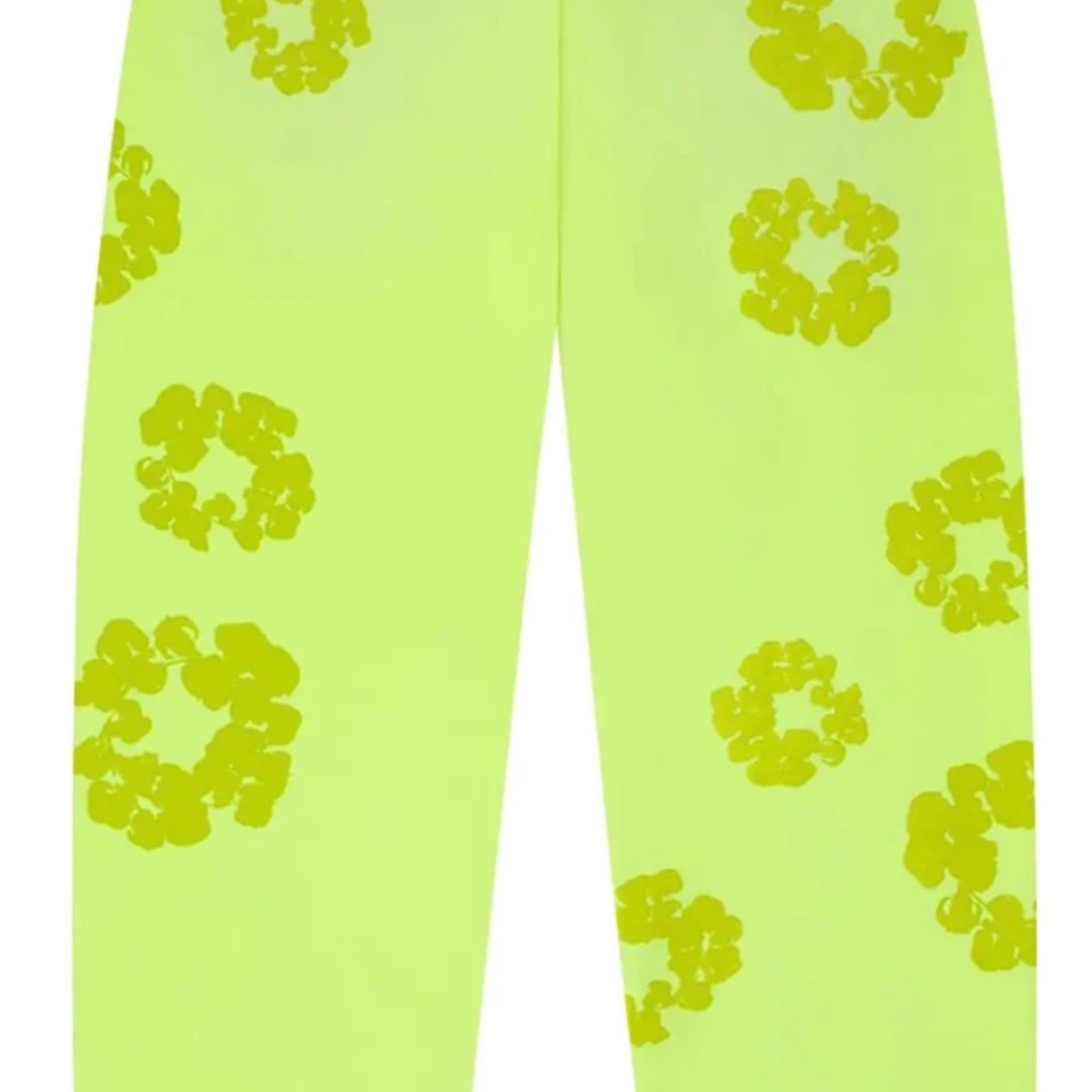Neon Green Patterned Sweatpants authentic sweatpants large